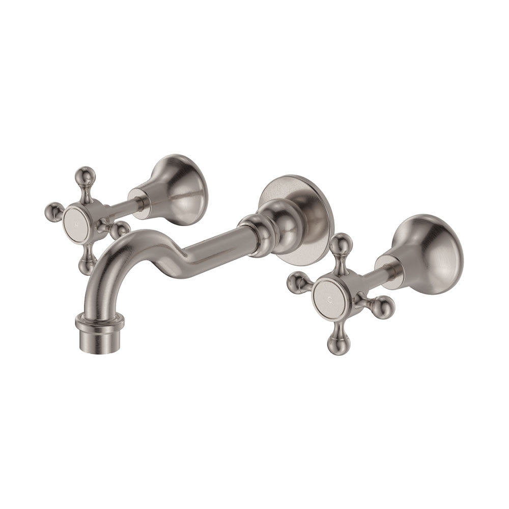 Fienza Lillian Shepherds Crook Bath Set - Brushed Nickel