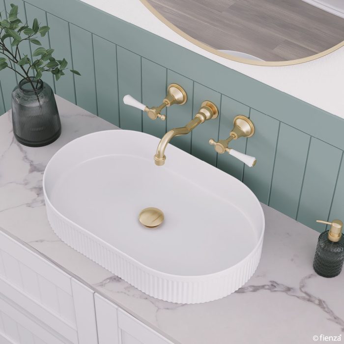 Fienza Lillian Shepherds Crook Lever Basin Set - Urban Brass