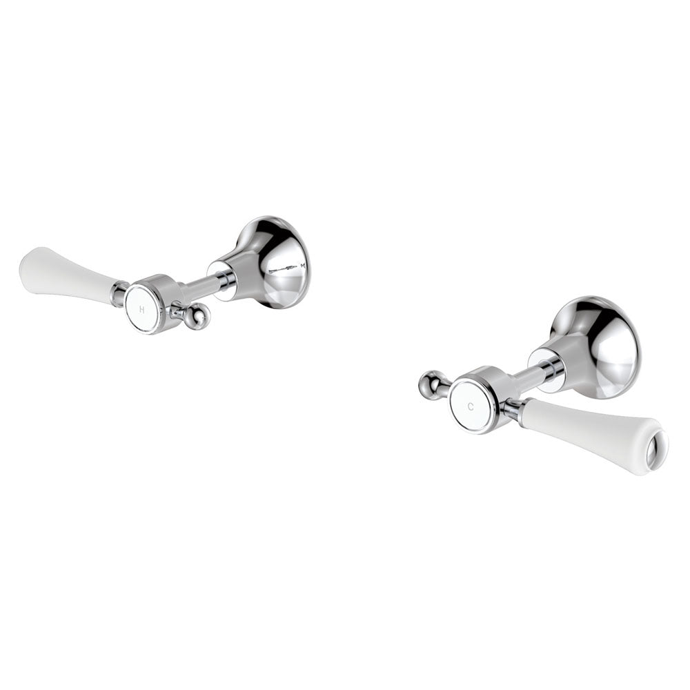 Fienza Lillian Wall Top Assemblies - Chrome with Ceramic White Handles