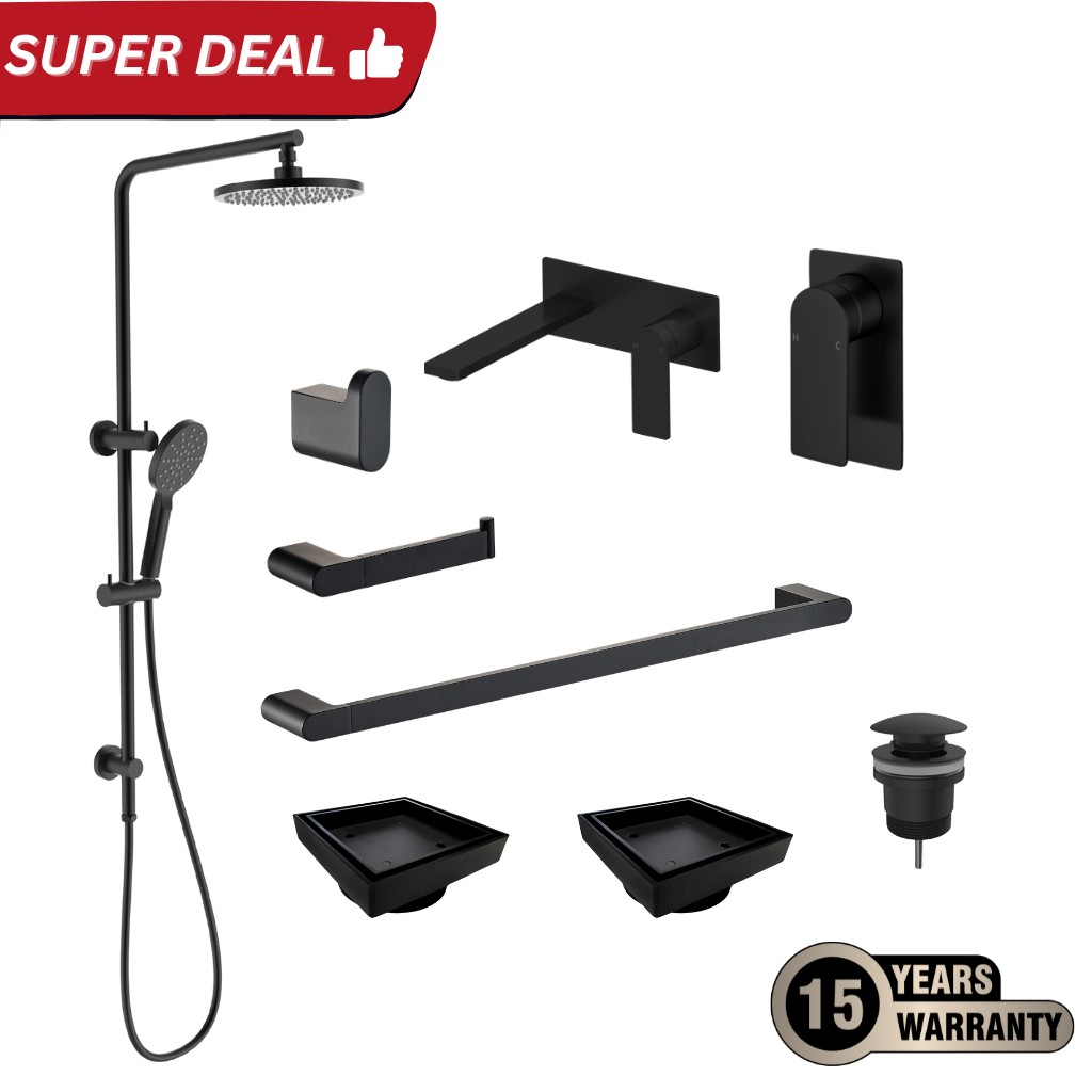 Tapware Shower Complete Bathroom Package Matte Black