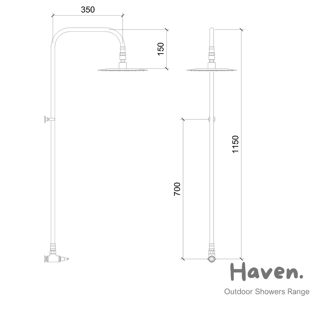 Haven Brass Copper Outdoor Shower Head Set Cold Water