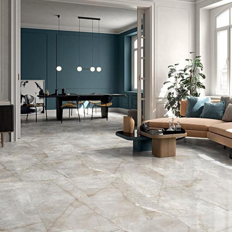 Root Ivory Satin Marble Look Tile 600x1200