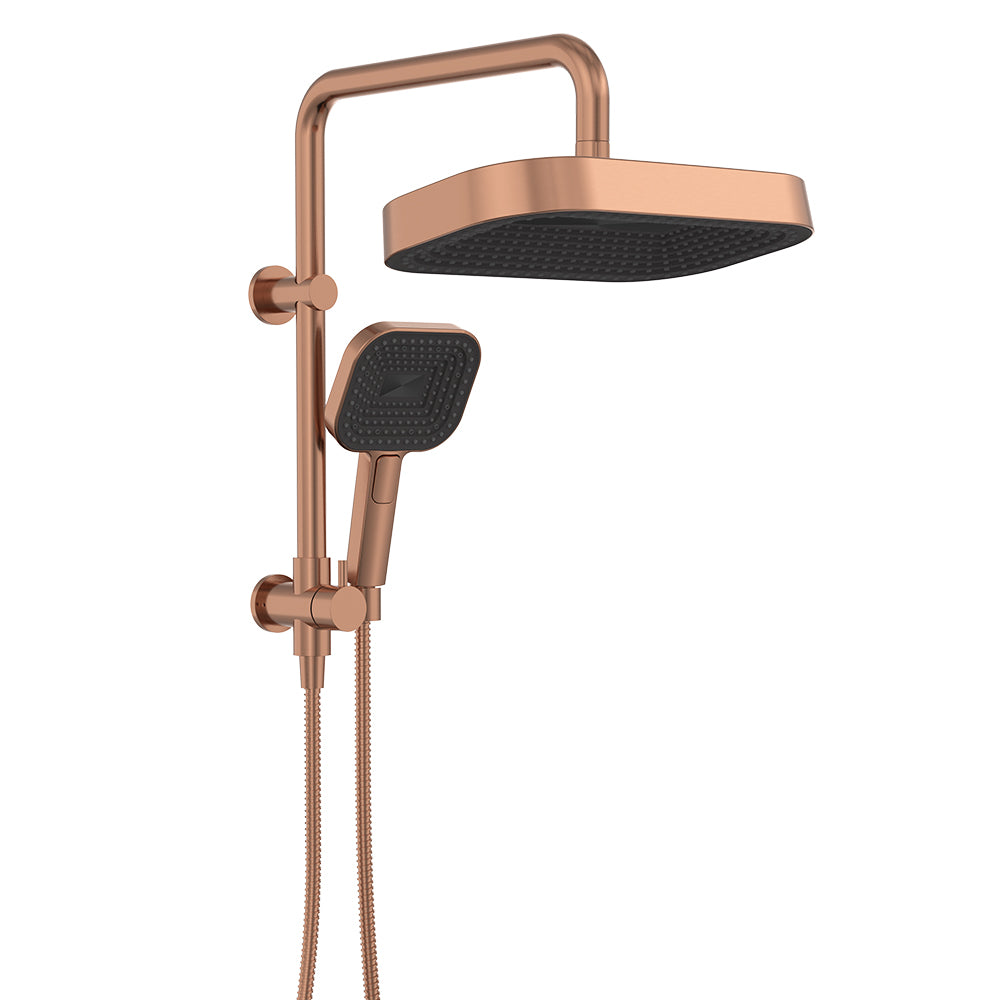 Fienza Kuro Twin Half-Rail Shower - Brushed Copper
