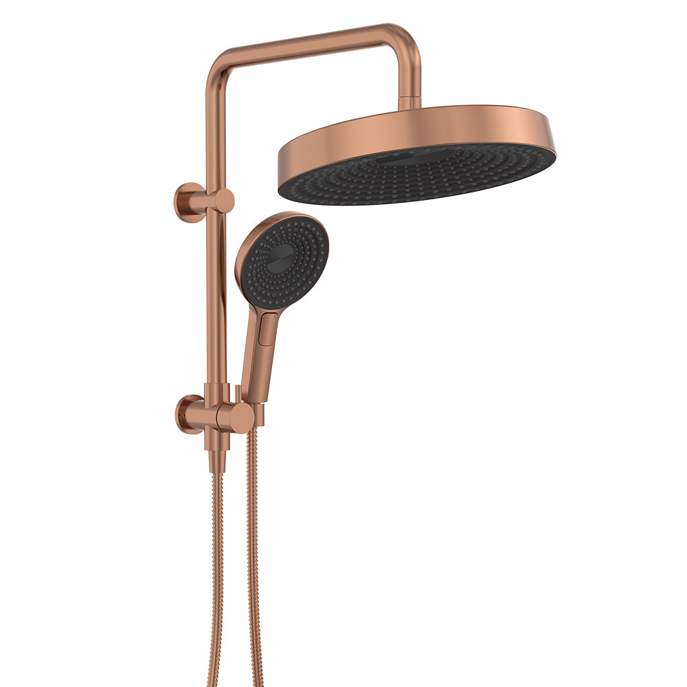 Fienza Kuro Twin Half-Rail Shower - Brushed Copper