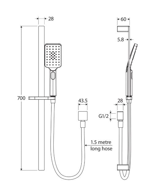 Fienza Tono Rail Shower - Chrome