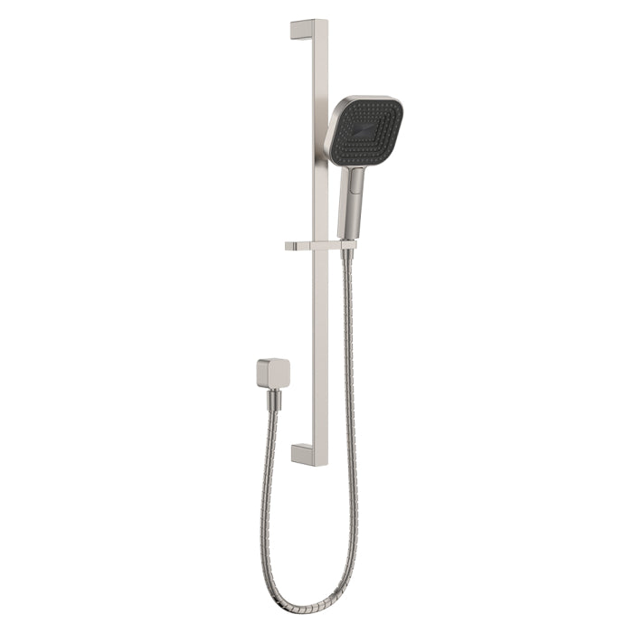 Fienza Kuro Rail Shower Soft Square Head - Brushed Nickel