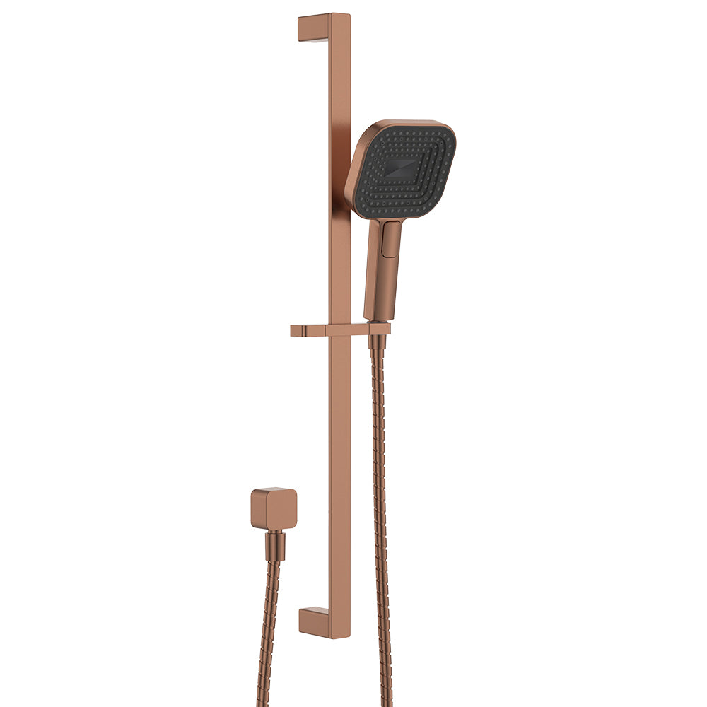 Fienza Kuro Rail Shower Soft Square Head - Brushed Copper