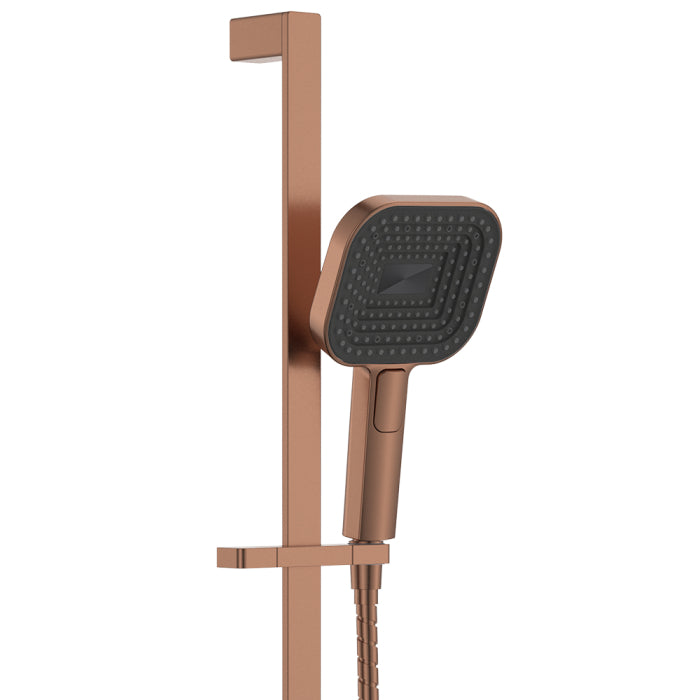 Fienza Kuro Rail Shower Soft Square Head - Brushed Copper