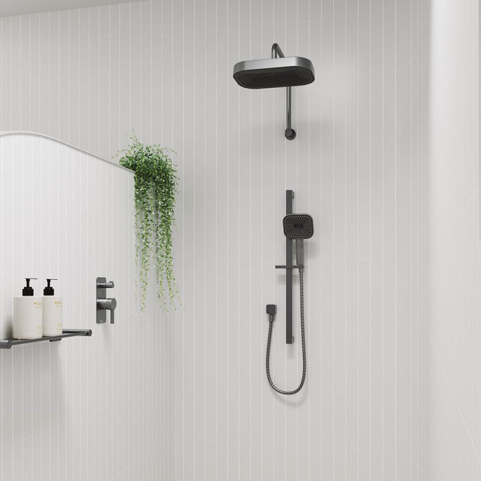 Fienza Kuro Rail Shower Soft Square Head - Gun Metal