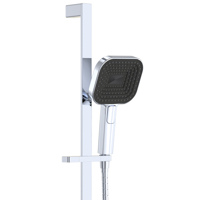 Fienza Kuro Rail Shower Soft Square Head - Chrome
