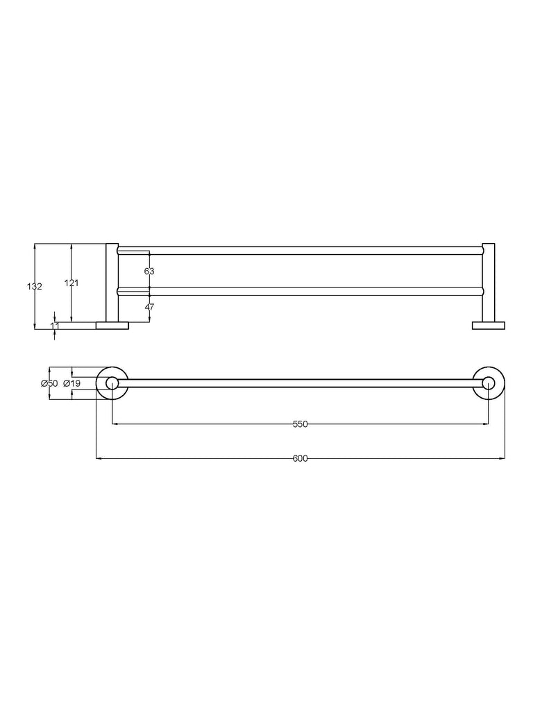 Otus Slimline SS304 Double Towel Rail - Brushed Copper