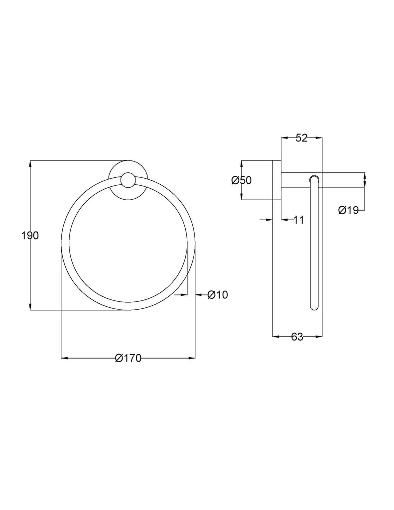 Otus Slimline SS304 Towel Ring - Brushed Copper