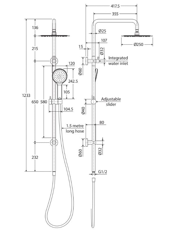 Fienza Kaya Twin Shower - Brushed Copper
