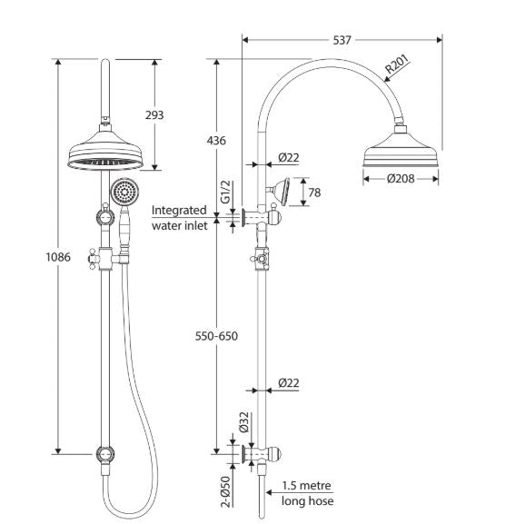 Fienza Lillian Multifunction Rail Shower - Chrome