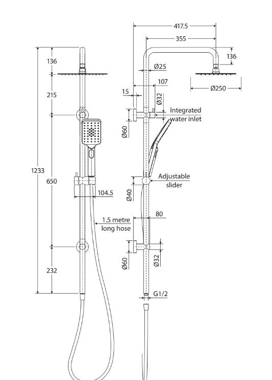 Fienza Tono Twin Shower - Urban Brass
