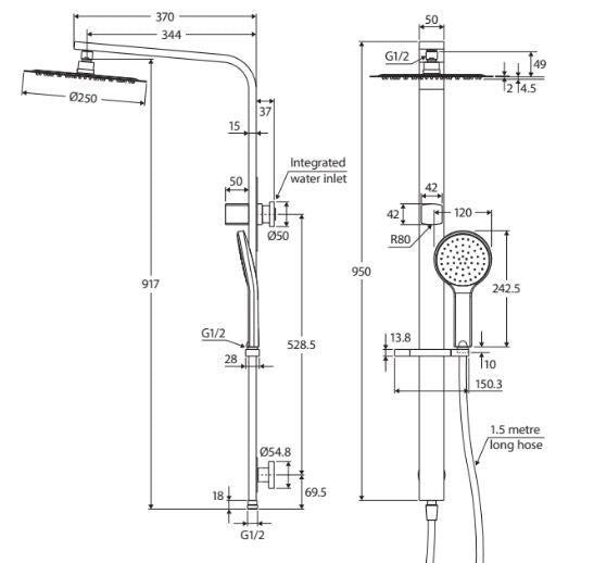 Fienza Kaya Deluxe Twin Shower - Brushed Nickel