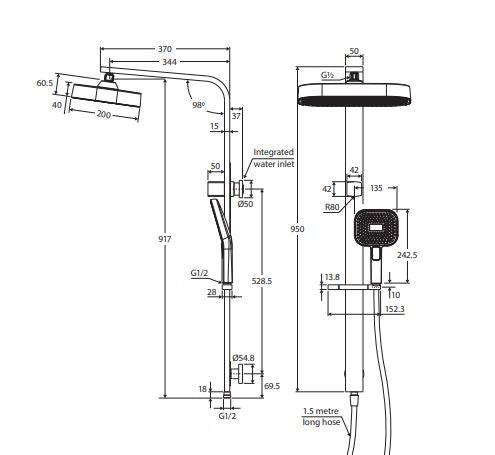 Fienza Kuro Deluxe Twin Shower - Brushed Copper