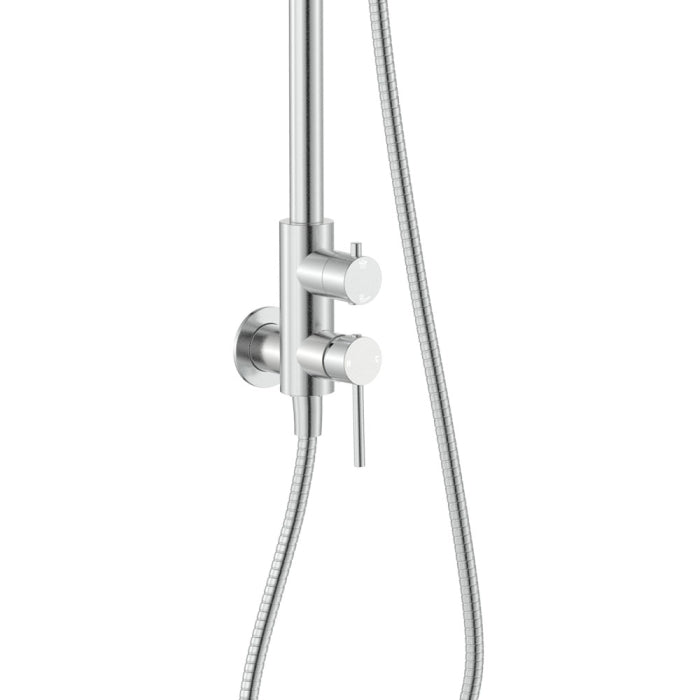 Fienza Kaya Wall Mounted Outdoor Twin Shower - Brushed Stainless Steel