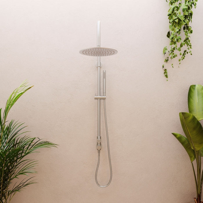 Fienza Kaya Wall Mounted Outdoor Twin Shower - Brushed Stainless Steel