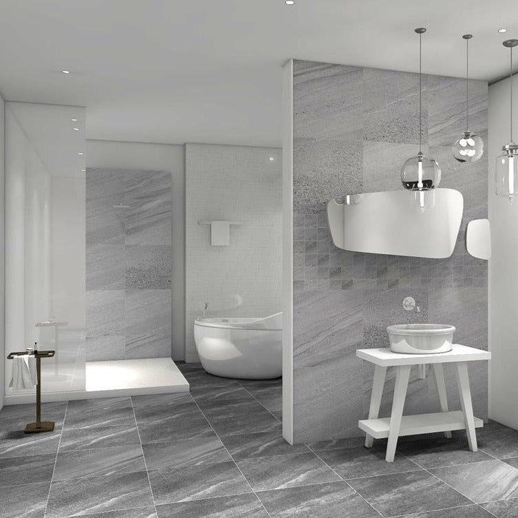 Crest Light Grey Sandstone Look Tile 600x600