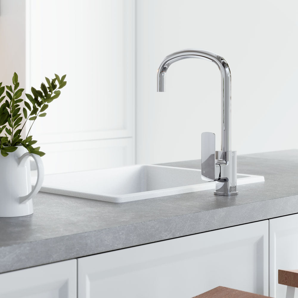 Fienza Kuro Granite Single Bowl Kitchen Sink - Matte White