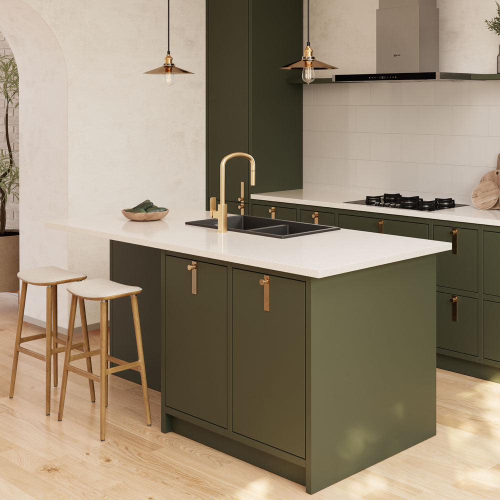 Fienza Kuro Granite 34L Double Bowl Kitchen Sink Matte Black