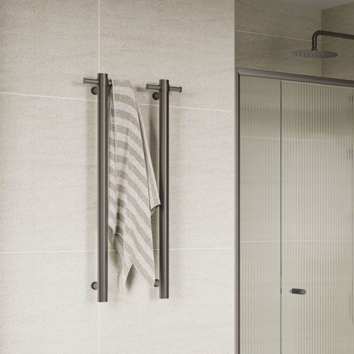 Fienza Isabella Vertical Heated Towel Rail 100 x 900mm - Gunmetal