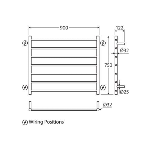 Fienza Isabella Heated Towel Rail - Chrome