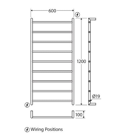 Fienza Kaya Heated Towel Rail - Matte Black