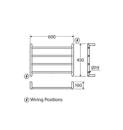 Fienza Kaya Heated Towel Rail - Matte Black
