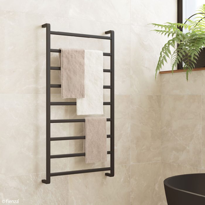 Fienza Koko Heated Towel Rail 600 x 1200mm - Matte Black