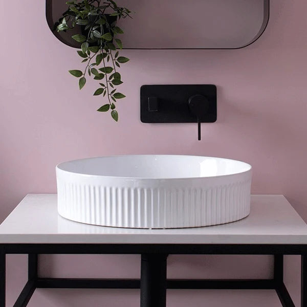 ADP Round Fluted Above Counter Basin - Gloss White