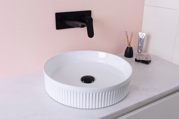ADP Round Fluted Above Counter Basin - Matte White