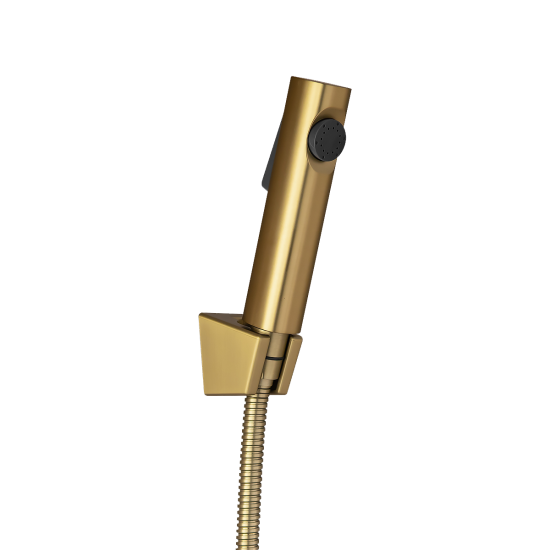 Round ABS Toilet Bidet Spray Kit with Stainless Steel Hose - Brushed Yellow Gold