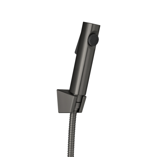 Round ABS Toilet Bidet Spray Kit with Stainless Steel Hose - Gunmetal Grey