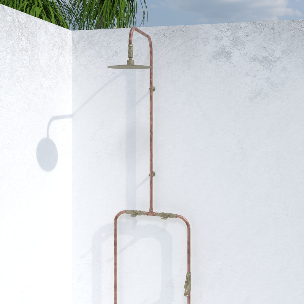 Haven Brass Copper Outdoor Shower Hot & Cold Water Foot Tap
