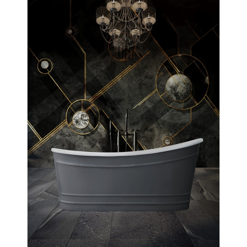 Belbagno Ritz Resin Stone Bathtub - Matte Grey
