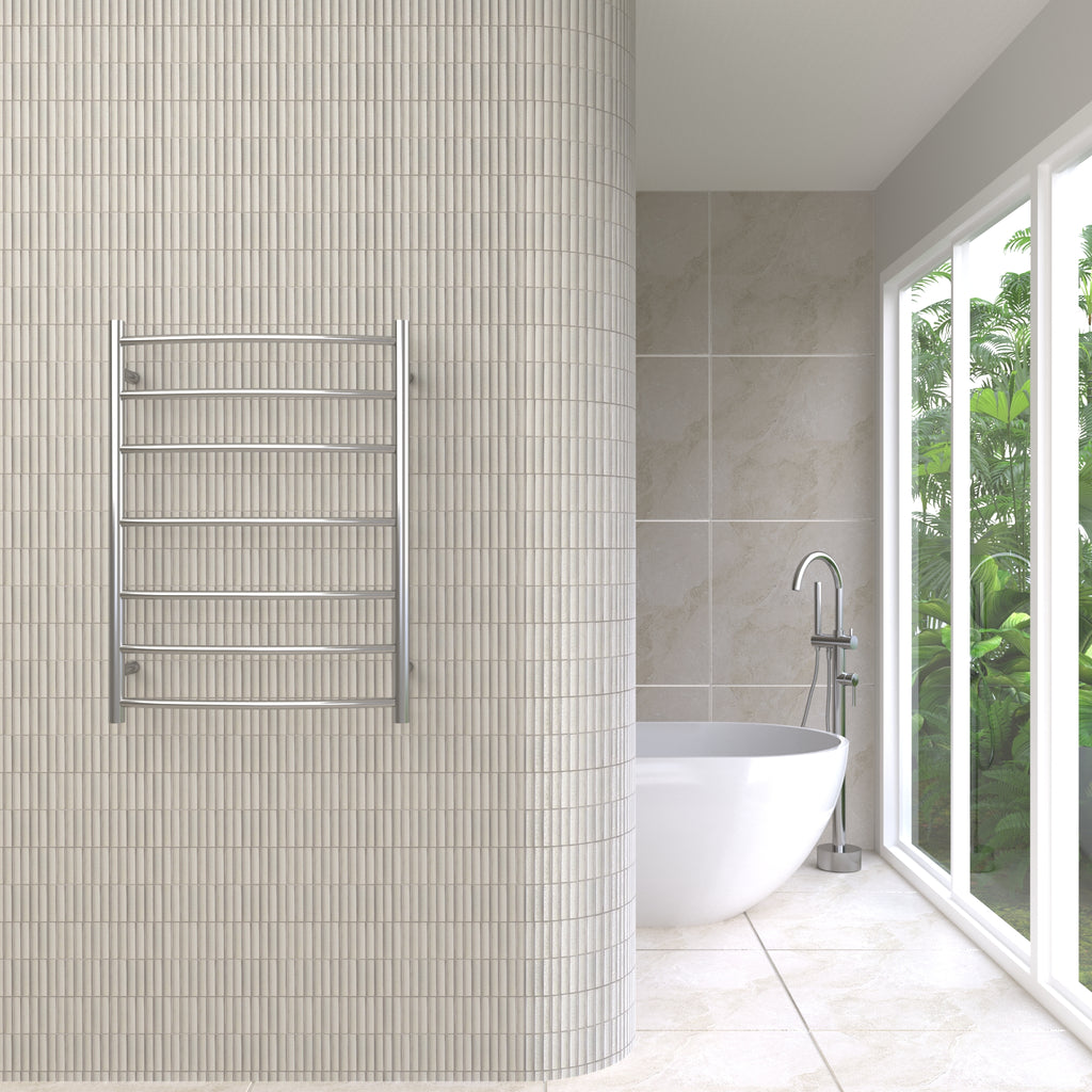 Thermogroup 7 Bar Curved Round Budget Ladder Heated Towel Rail - Polished Stainless Steel