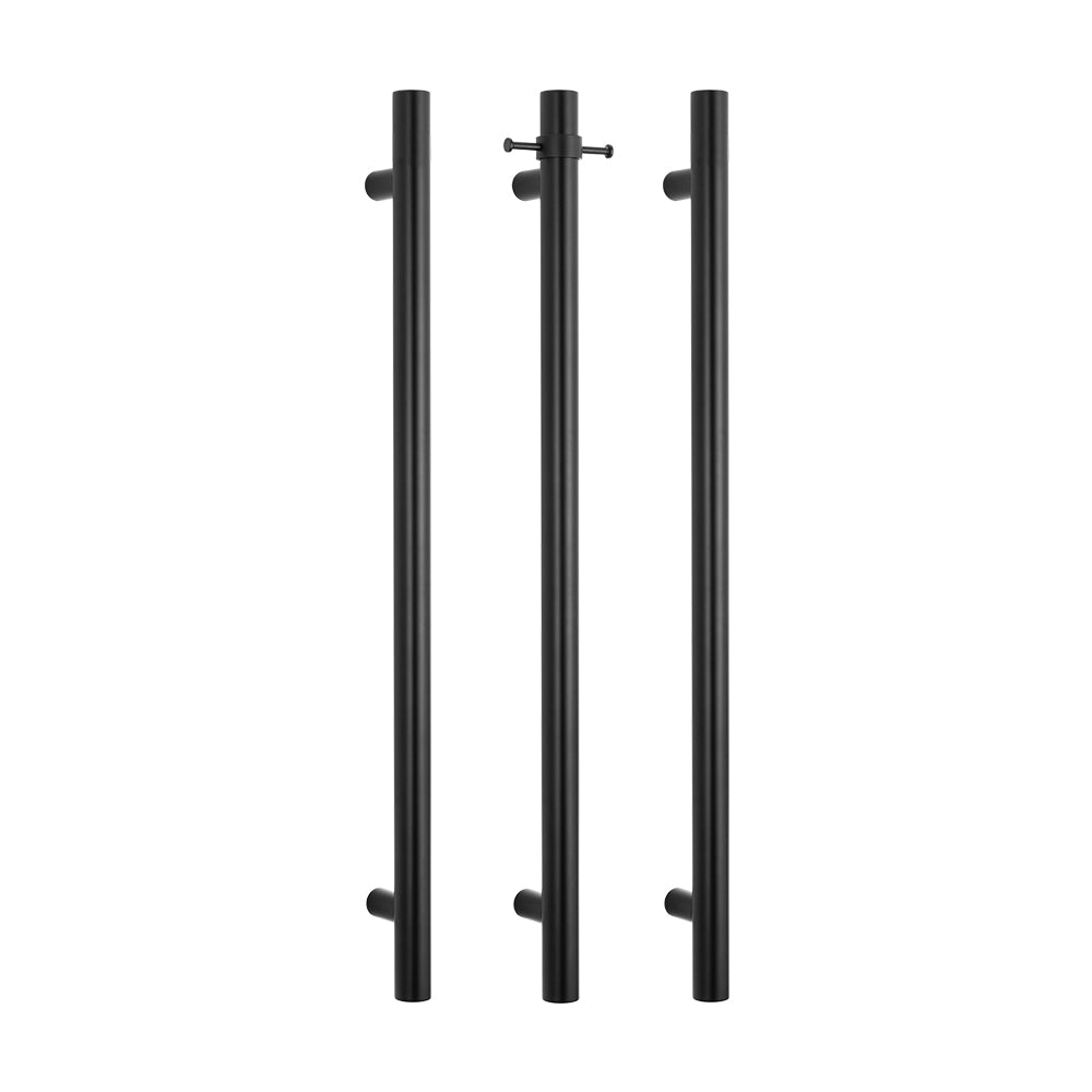 Radiant Heating Vertical Round Bars 12V Heated Towel Rails Matte Black 40 x 950