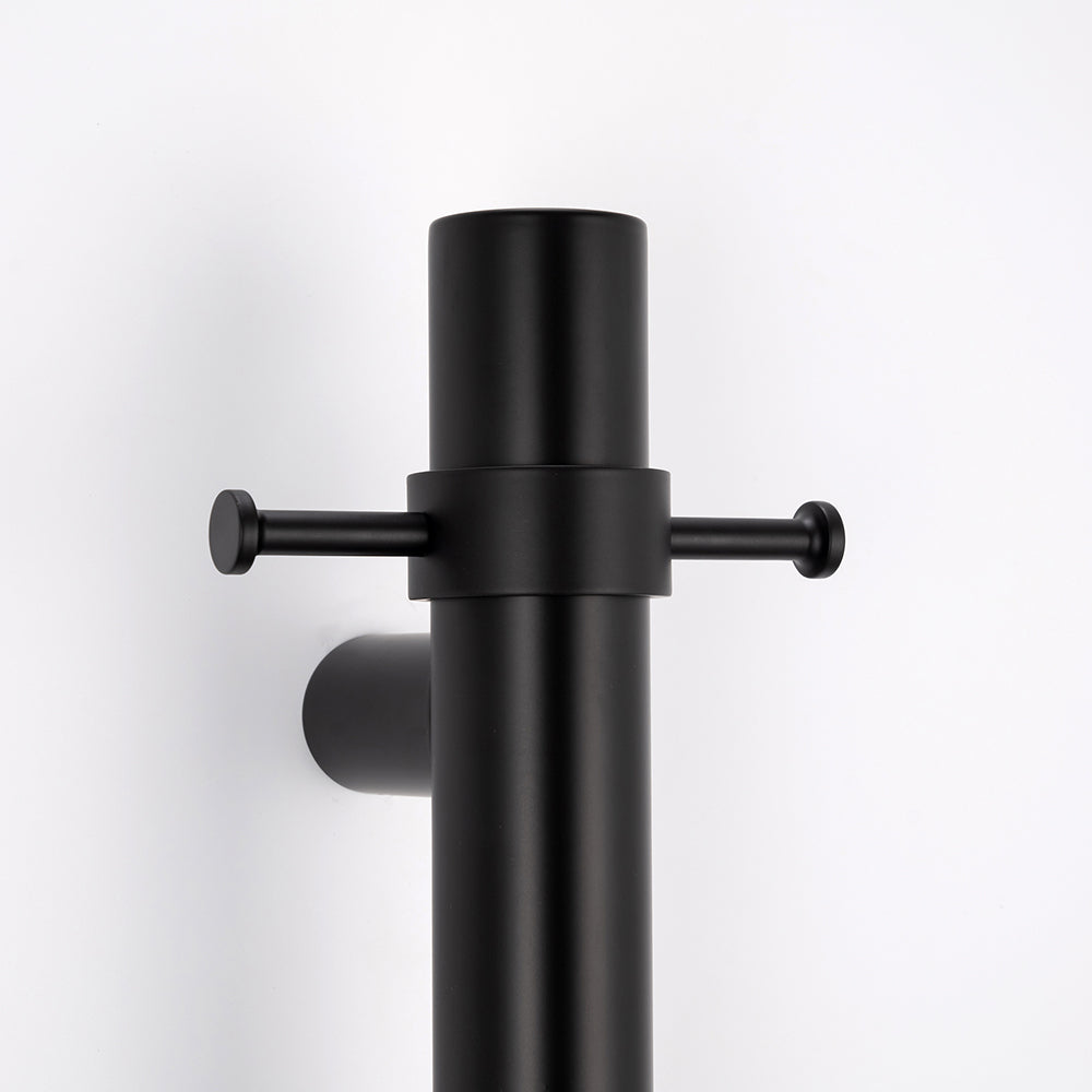 Radiant Heating Vertical Round Bars 12V Heated Towel Rails Matte Black 40 x 950