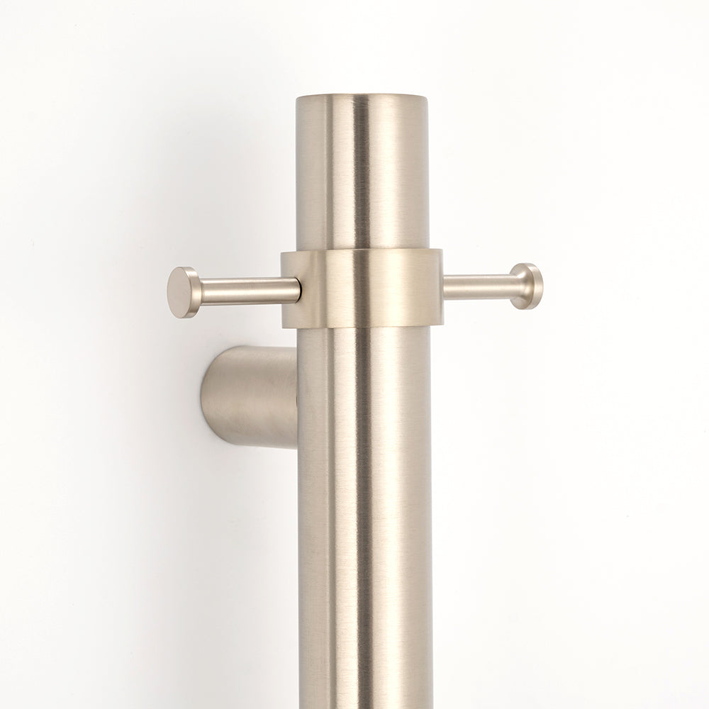 Radiant Heating Vertical Round Bars 12V Heated Towel Rails Brushed Nickel 40 x 950