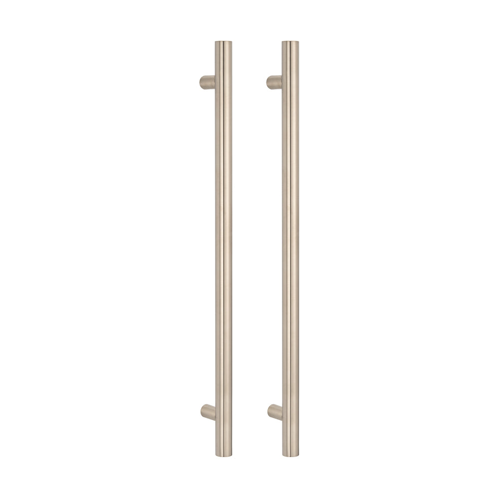 Radiant Heating Vertical Round Bars 12V Heated Towel Rails Brushed Nickel 40 x 950
