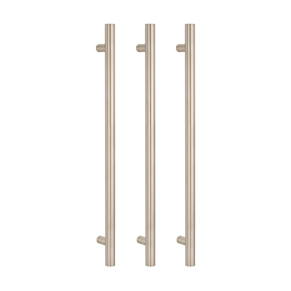 Radiant Heating Vertical Round Bars 12V Heated Towel Rails Brushed Nickel 40 x 950