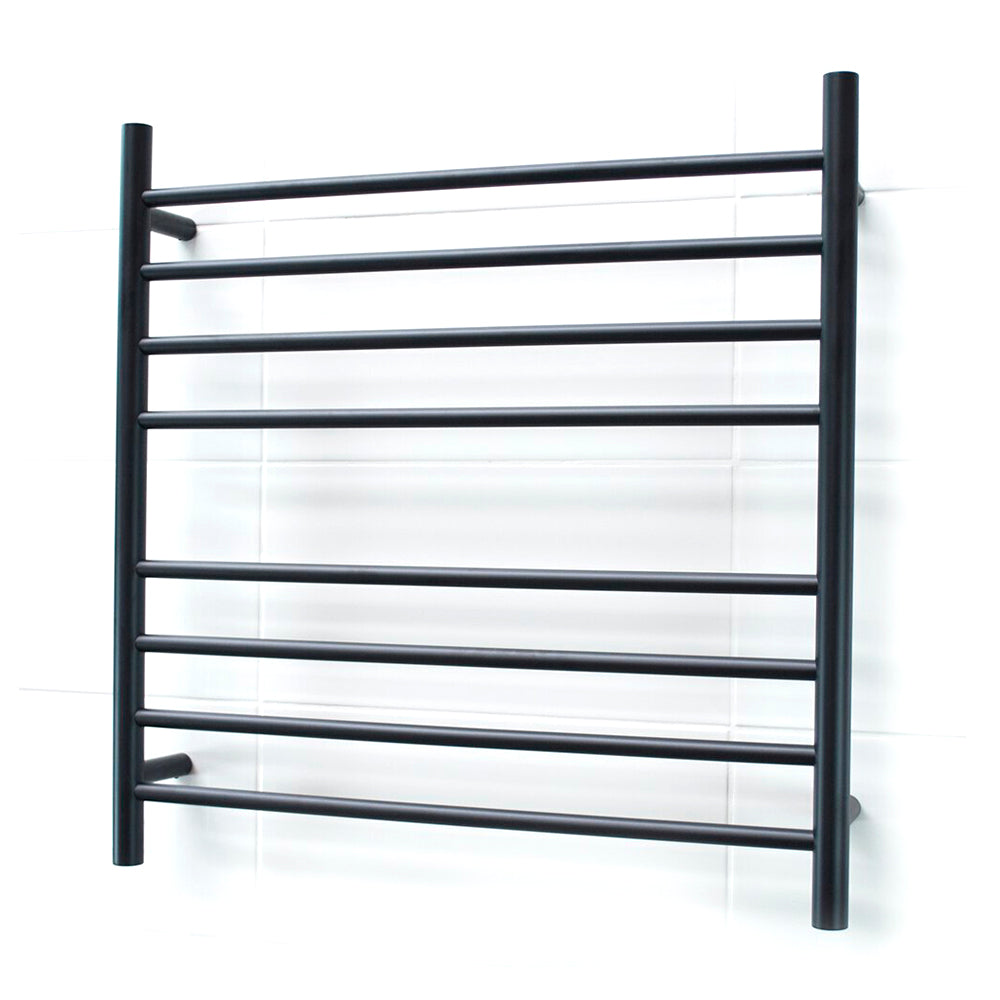 Radiant Heating Round Bars 240V Heated Towel Rails Matte Black 750 x 750
