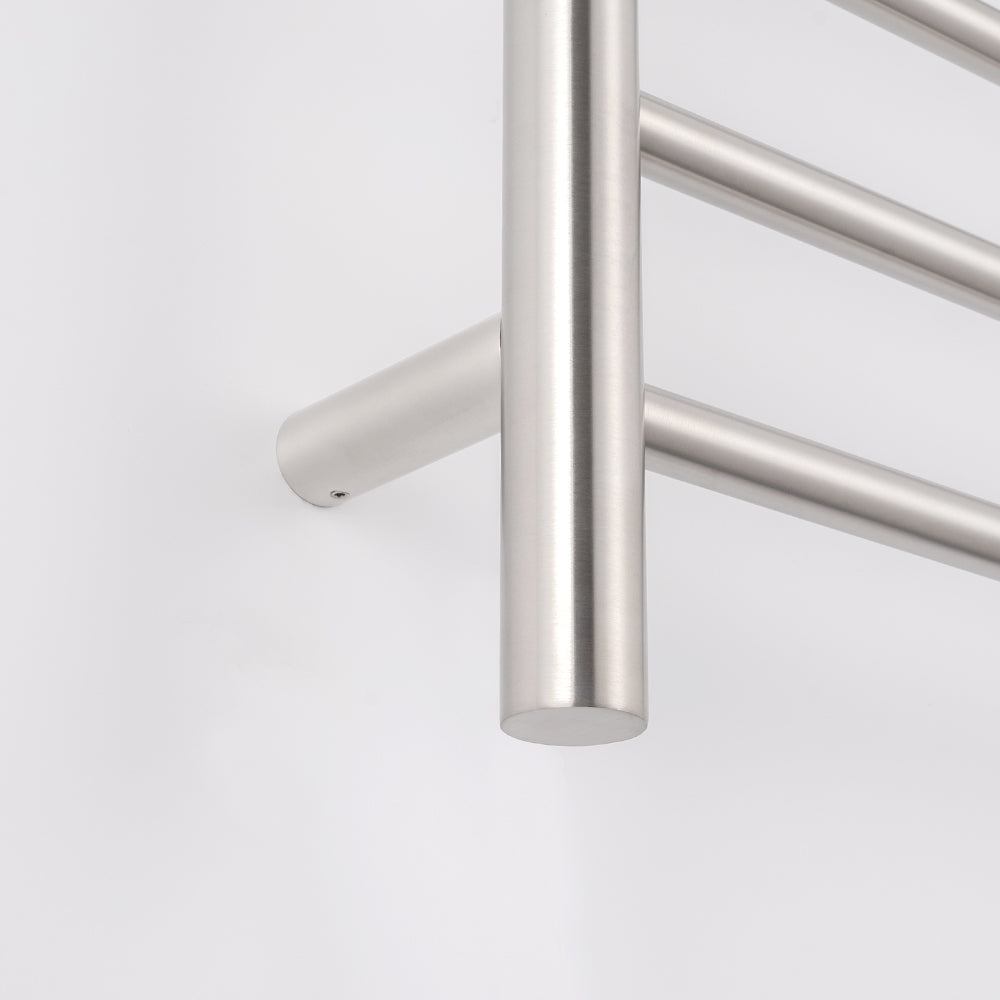 Radiant Heating Round Bars 240V Heated Towel Rails Brushed Satin 530 x 700