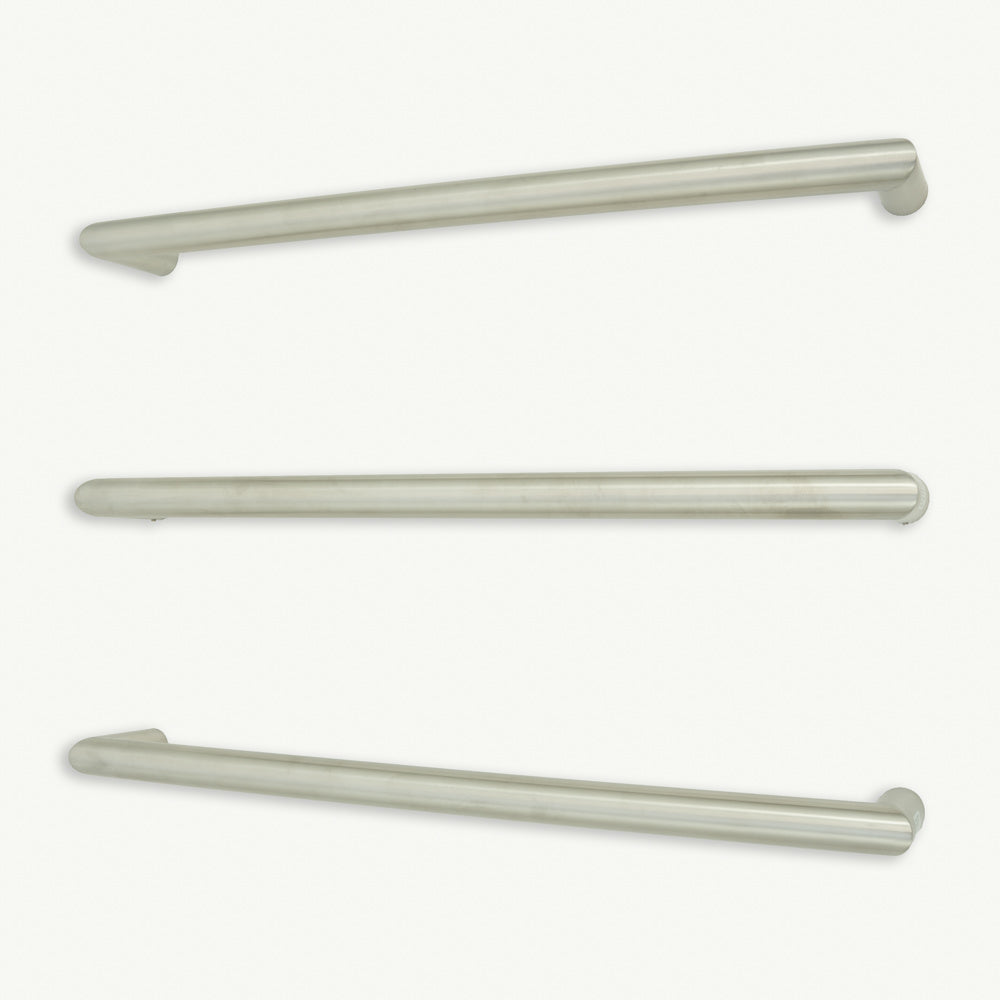 Radiant Heating Single Round Bar 12V Heated Towel Rail Brushed Satin 650
