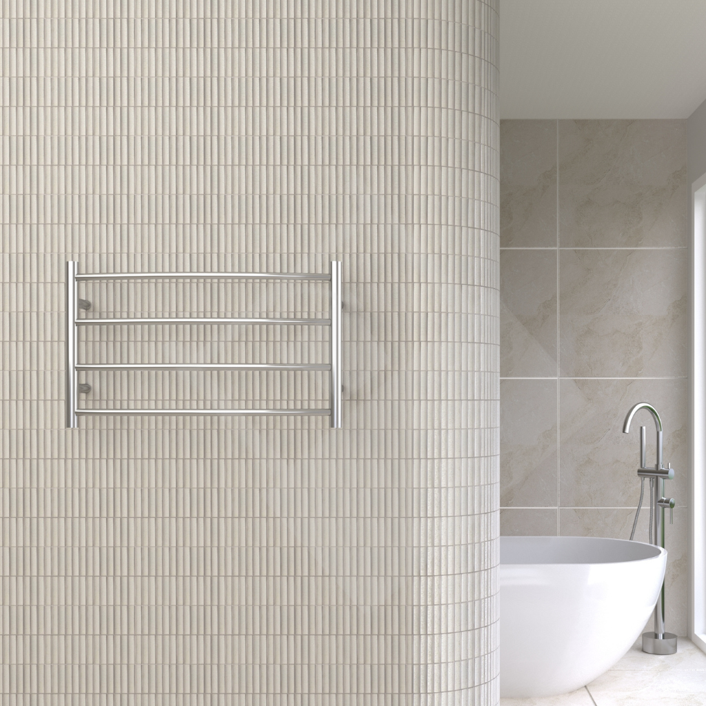 Thermogroup 4 Bar Curved Round Ladder Heated Towel Rail - Stainless Steel