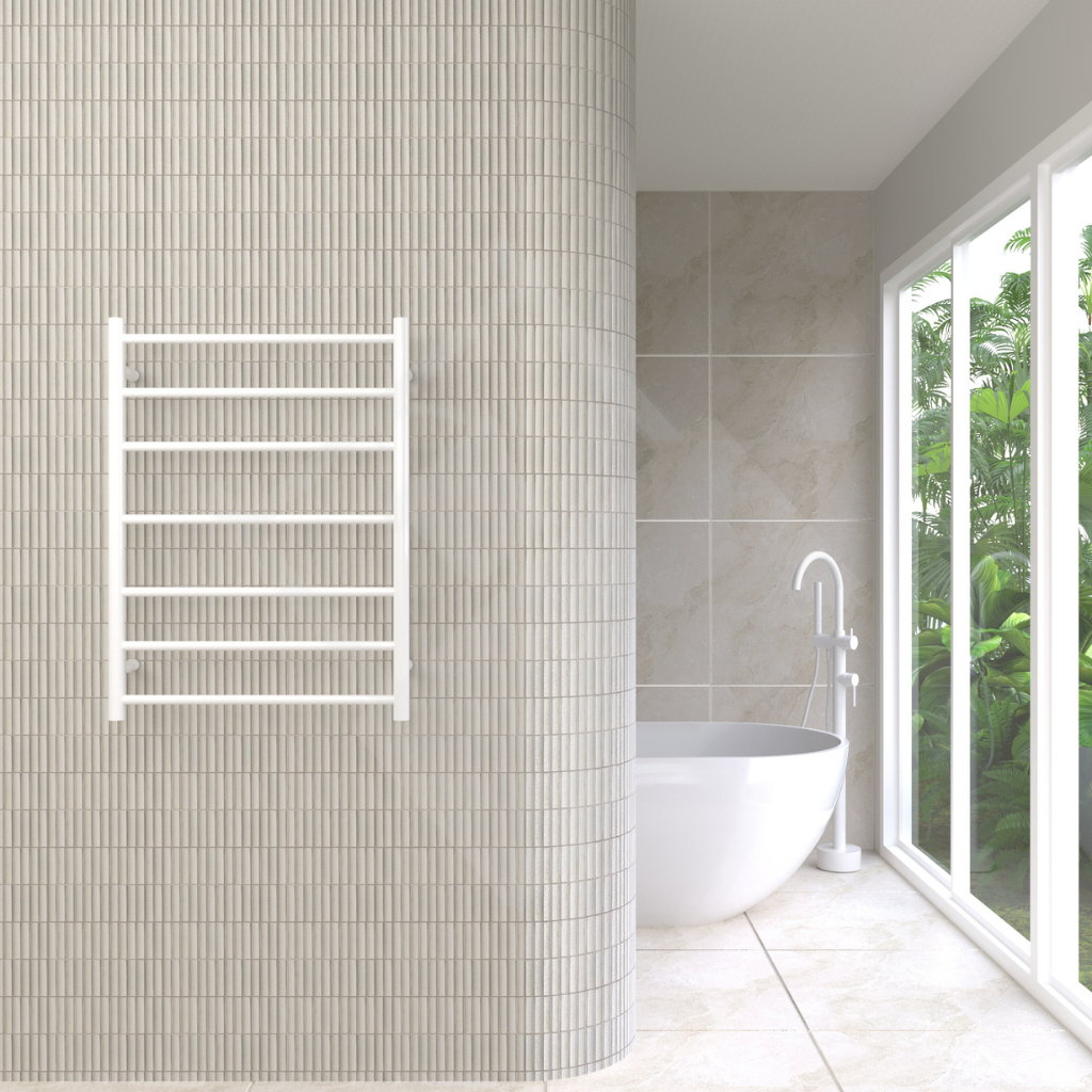 Thermogroup 7 Bar Round Ladder Heated Towel Rail - Satin White