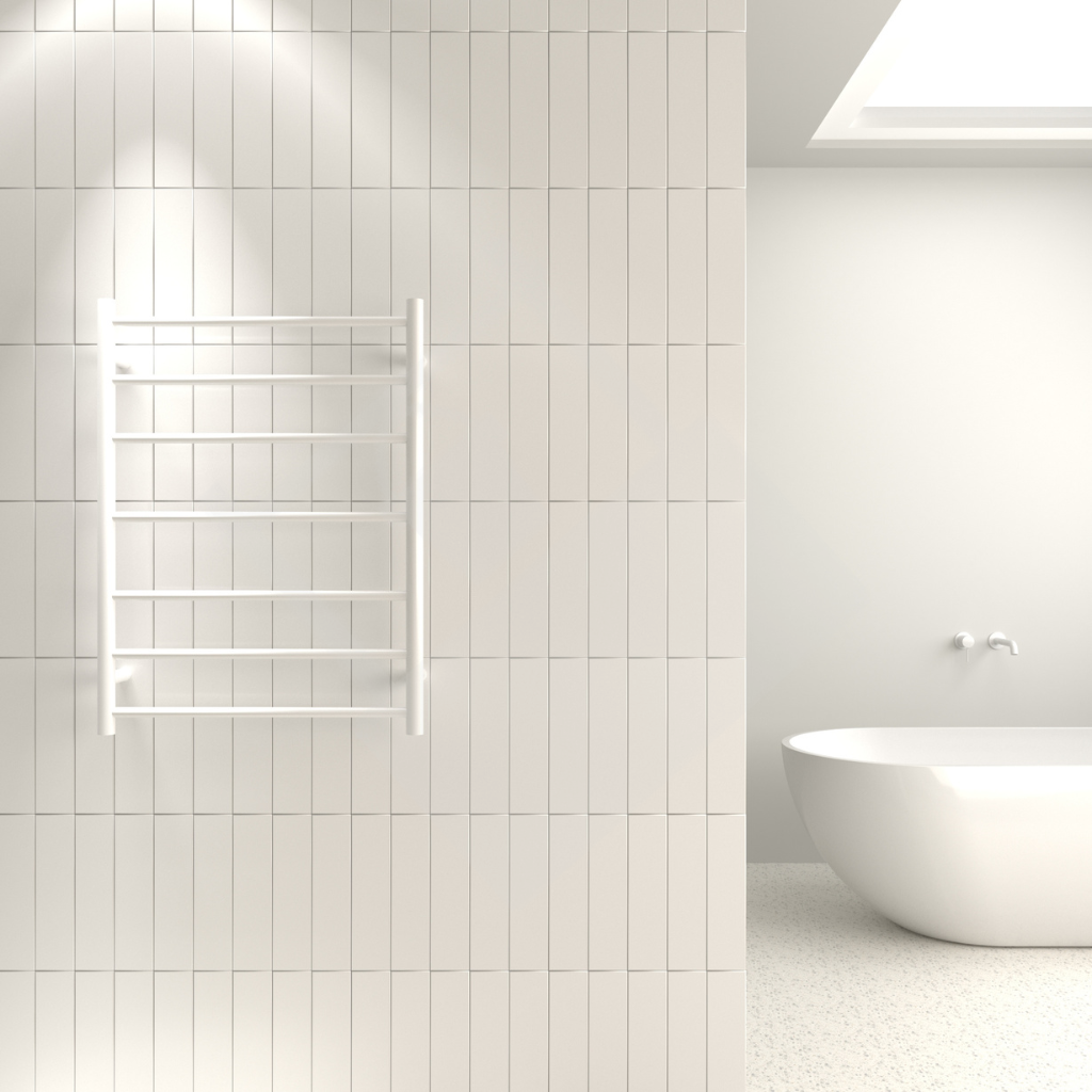 Thermogroup 7 Bar Round Ladder Heated Towel Rail - Satin White