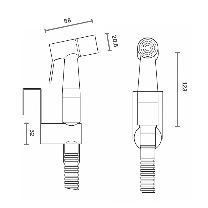 Premium Luxury Toilet Trigger Bidet Spray Kit with 1.2m Anti Burst Hose - Brushed Nickel